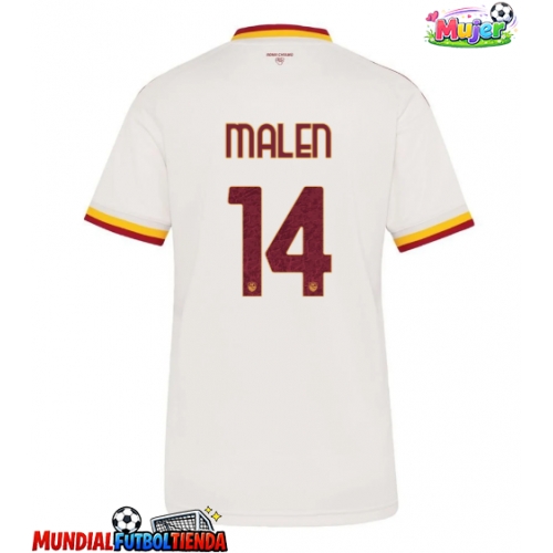Camiseta AS Roma Donyell Malen #14 Segunda Equipación Replica 2026-27 para mujer mangas cortas